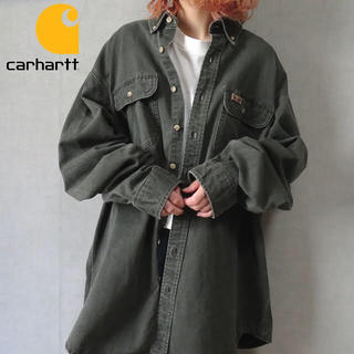カーハート(carhartt)の90s カーハート ブラックデニム オーバーシャツ 古着女子 vintage(シャツ/ブラウス(長袖/七分))