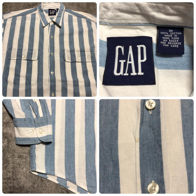 GAP(ギャップ)の【もっちりチキン！様専用】GAP☆ビッグヒッコリーライトストライプシャツ 90s メンズのトップス(シャツ)の商品写真