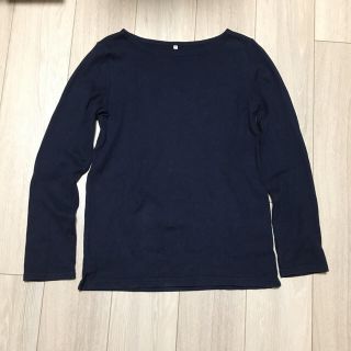 ムジルシリョウヒン(MUJI (無印良品))の無印ボートネックTシャツ 紺(Tシャツ(長袖/七分))