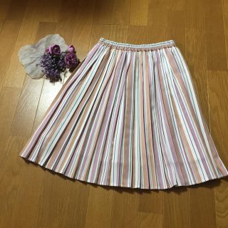 ロペ(ROPE’)の変わりストライプ 履きやすいです。美品 プリーツスカート(ひざ丈スカート)