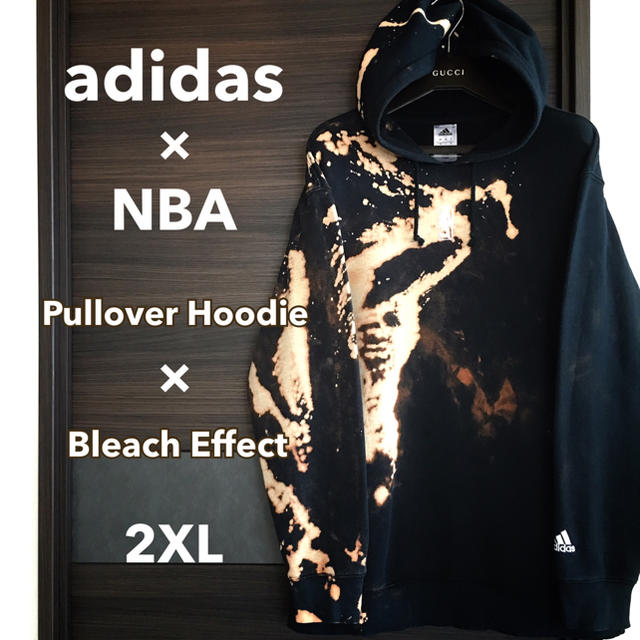 【激レア1点物】NBA×adidas ブリーチプルオーバーパーカー2XL【美品】