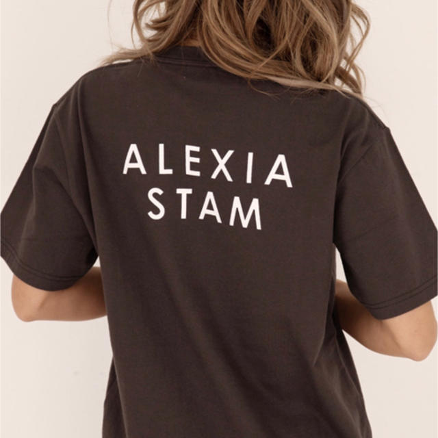 ALEXIA STAM(アリシアスタン)のCircle Logo Print Tee Charcoal x White レディースのトップス(Tシャツ(半袖/袖なし))の商品写真