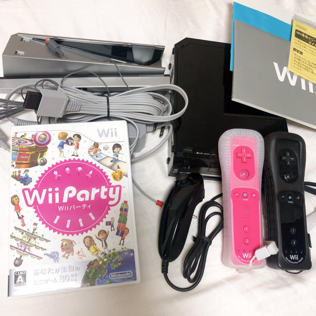 wii wii party 本体 ヌンチャク リモコン コントローラー 黒