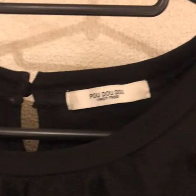 POU DOU DOU(プードゥドゥ)の【POU DO DO】黒のドット柄チュールTシャツ レディースのトップス(Tシャツ(半袖/袖なし))の商品写真
