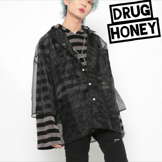 FUNKY FRUIT(ファンキーフルーツ)のayuki1115専用★Drughoney配色ボタンオーガンジーシャツ メンズのトップス(シャツ)の商品写真