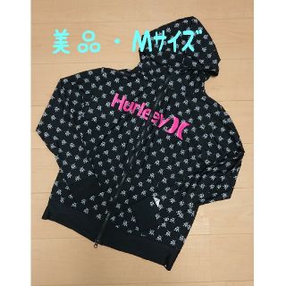 ハーレー(Hurley)の美品✨Hurley・ラッシュガード・パーカー・UVカット・Mサイズ・黒(マリン/スイミング)