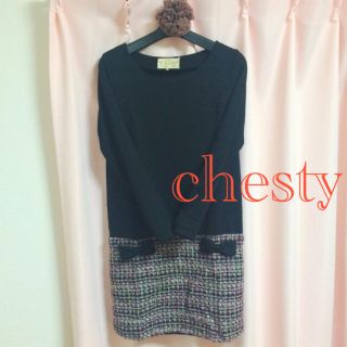 チェスティ(Chesty)のツィード×リボン♡大人可愛いワンピ(ひざ丈ワンピース)