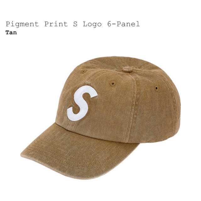 supreme pigment print s logo cap タン