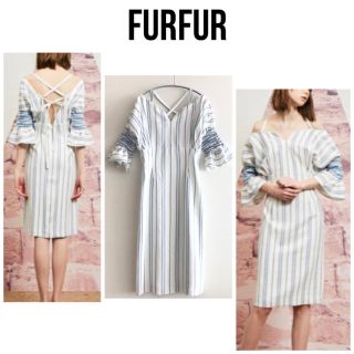 ファーファー(fur fur)の美品　FURFUR スモックオフショルワンピース　(ひざ丈ワンピース)