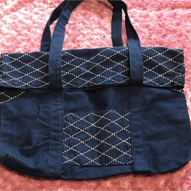藍色 布バッグ レディースのバッグ(エコバッグ)の商品写真