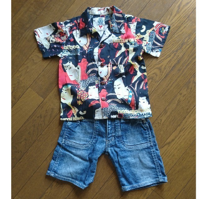 BOOFOOWOO(ブーフーウー)の【美品】BooFooWoo 110 和柄シャツ キッズ/ベビー/マタニティのキッズ服男の子用(90cm~)(ブラウス)の商品写真