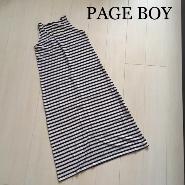 PAGEBOY(ページボーイ)の PAGE BOY  白×紺 ボーダー マキシワンピ サイズ：M レディースのワンピース(ロングワンピース/マキシワンピース)の商品写真