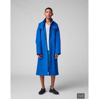 イッセイミヤケ(ISSEY MIYAKE)のHOMME PLISSE ライトコート　ライトブルー　サイズ3 新品未使用(ステンカラーコート)