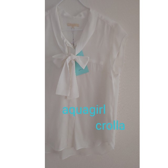 aquagirl(アクアガール)のタグ付き  アクアガール クローラ シースルーリボンシャツ レディースのトップス(シャツ/ブラウス(半袖/袖なし))の商品写真