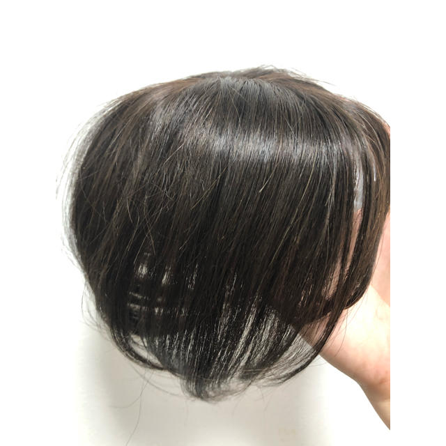 前髪ウィッグ ３D増毛 白髪隠しヘアピース100%人毛総手植えダークブラウン