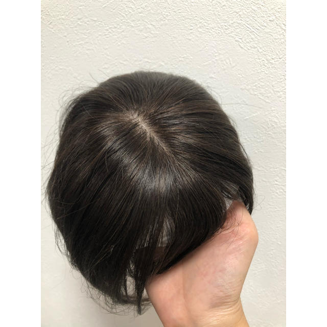 前髪ウィッグ ３D増毛 白髪隠しヘアピース100%人毛総手植えダークブラウン