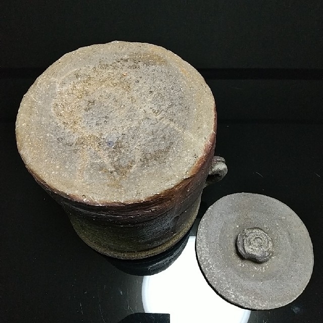 【備前焼 耳付き水指】Bizen ware Mizusashi エンタメ/ホビーの美術品/アンティーク(陶芸)の商品写真