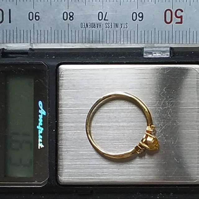 8.8号　K18　イエローダイヤモンド　約0.4ct　ローズカット