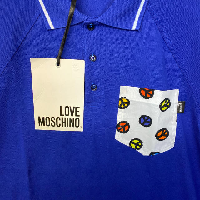 【新品】LOVE MOSCHINO 手書き風胸ポケットポロシャツ Mサイズ