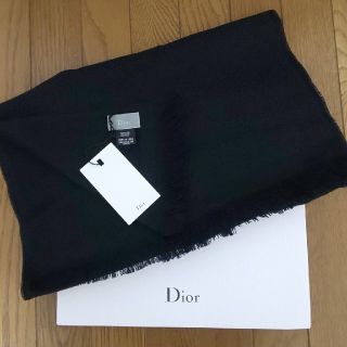 クリスチャンディオール(Christian Dior)の※ハーモ様専用※ Christian Dior  ウールシルク ロゴストール 黒(ストール/パシュミナ)