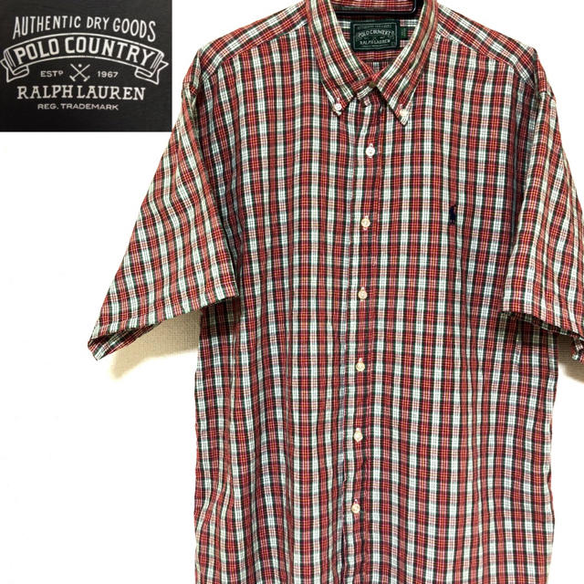 90s ラルフローレン ポロカントリー チェック シャツ 半袖 ビンテージ