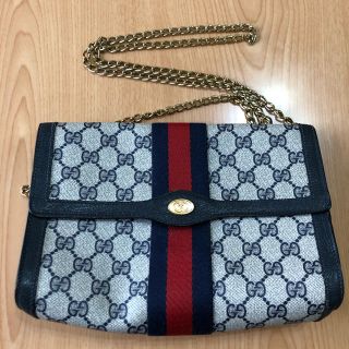 グッチ(Gucci)の正規品 GUCCI オールドグッチ シェリーライン ショルダーバッグ 紺(ショルダーバッグ)