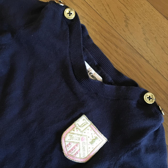 Juicy Couture(ジューシークチュール)のジューシークチュール Lサイズ ネイビー キッズ ニットワンピース ボーダー  キッズ/ベビー/マタニティのキッズ服女の子用(90cm~)(ワンピース)の商品写真