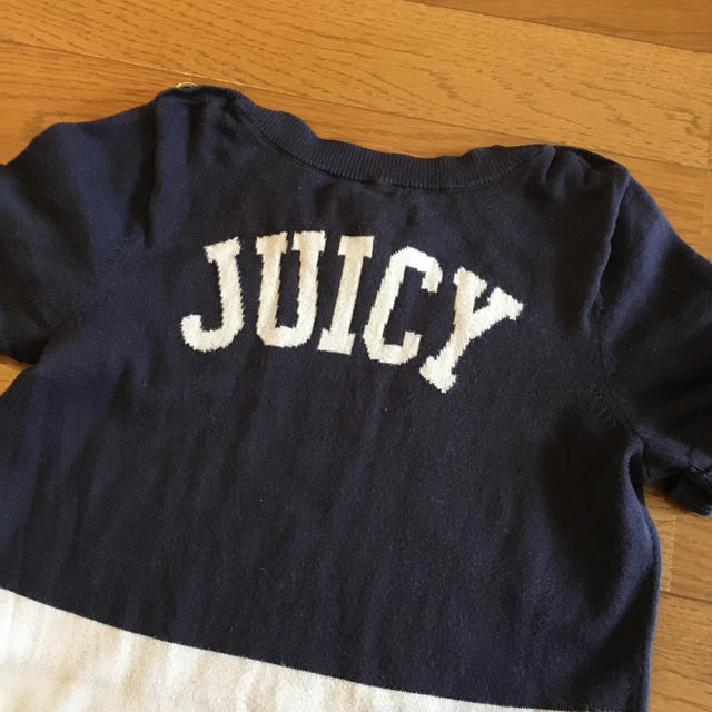 Juicy Couture(ジューシークチュール)のジューシークチュール Lサイズ ネイビー キッズ ニットワンピース ボーダー  キッズ/ベビー/マタニティのキッズ服女の子用(90cm~)(ワンピース)の商品写真