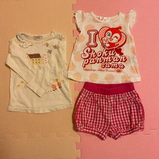 ユニクロ(UNIQLO)の女の子　長袖半袖トップス　ショートパンツ　80(シャツ/カットソー)