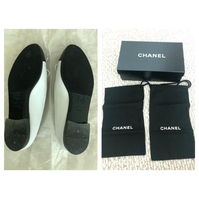 CHANEL(シャネル)のCHANEL 白×黒　バレエシューズ　34  1/2 レディースの靴/シューズ(バレエシューズ)の商品写真