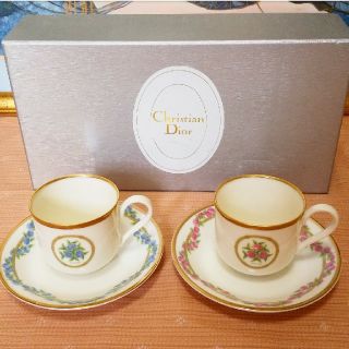 クリスチャンディオール(Christian Dior)の【クリスチャンディオール】未使用 オルタシア ペア カップ&ソーサー【箱入り】(グラス/カップ)