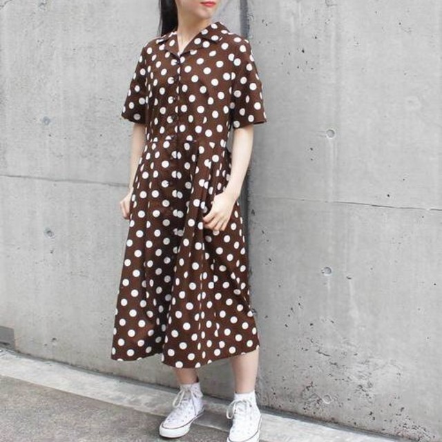 Dot&Stripes CHILDWOMAN(ドットアンドストライプスチャイルドウーマン)のDot&Stripes CHILD WOMAN　ドット　 開衿シャツ　ワンピース レディースのワンピース(ロングワンピース/マキシワンピース)の商品写真