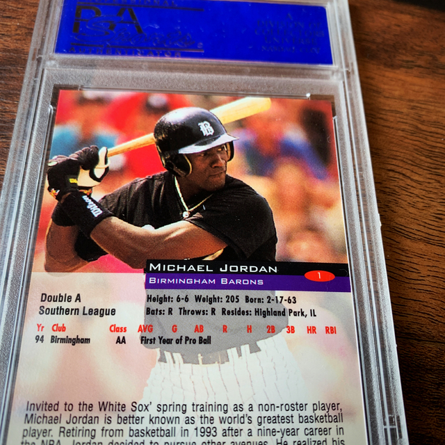 【送料込】マイケル・ジョーダン#01mint9の野球カード！保証書付ケース入り エンタメ/ホビーのトレーディングカード(シングルカード)の商品写真