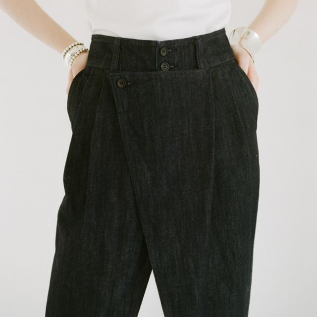 CLANE  FRONT WRAP DENIM PANTS 1