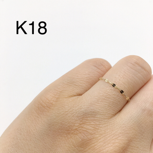 k18 チェーンリング ハンドメイドのアクセサリー(リング)の商品写真