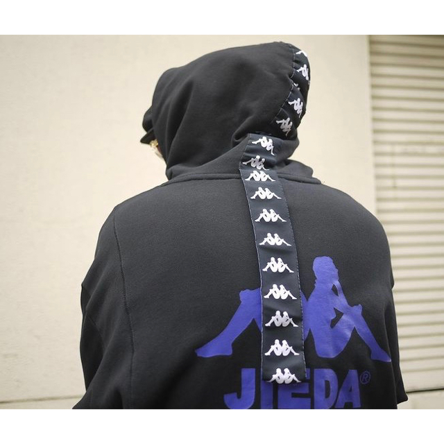 ボックスシルエットJieDa × KAPPA SWITCHING HOODIE BLACK 1