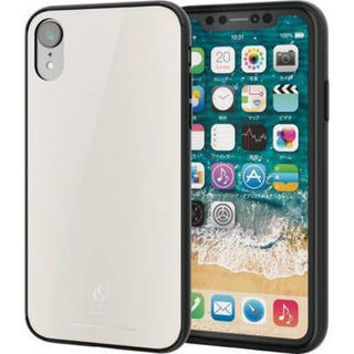 エレコム(ELECOM)のiPhone XR/ハイブリッドケース/ガラス/背面カラー/ホワイト(iPhoneケース)