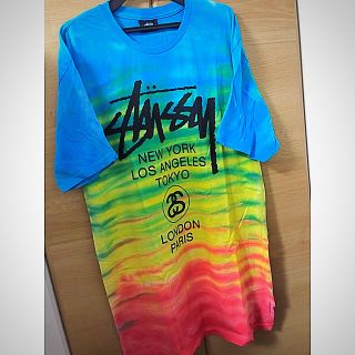 ステューシー(STUSSY)のSTUSSY ステューシー Tシャツ　ワンピース　タイダイ　ロゴ　ブルー　ピンク(Tシャツ(半袖/袖なし))