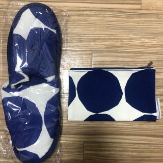 マリメッコ(marimekko)の【値下げ】マリメッコ x Finn Air スリッパ & ポーチセット(スリッパ/ルームシューズ)