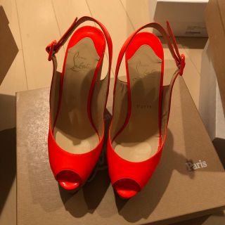 クリスチャンルブタン(Christian Louboutin)のルブタン　蛍光オレンジウェッジソール(サンダル)