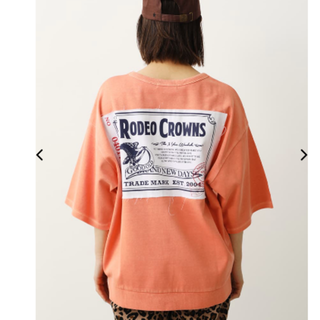 ロデオクラウンズワイドボウル(RODEO CROWNS WIDE BOWL)の STAMPパッチハーフスリーブスウェット　オレンジ(Tシャツ(半袖/袖なし))