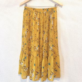 アリエス(aries)のフラワースカート　Mサイズ　イエロー　美品(ロングスカート)