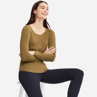 ユニクロ(UNIQLO)のワッフルヘンリーネックT(Tシャツ/カットソー(七分/長袖))