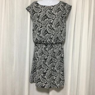 タルボット(TALBOTS)のTalbots タルボット　ワンピース　ペイズリー　黒　白　ジャージー(ひざ丈ワンピース)