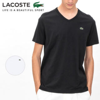 ラコステ(LACOSTE)の【古着】LACOSTE VネックTシャツ 半袖 XSサイズ 黒(Tシャツ(半袖/袖なし))