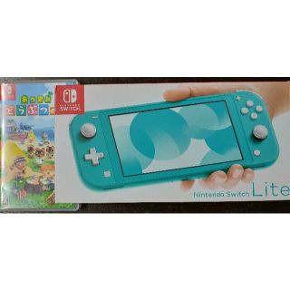 ニンテンドウ(任天堂)の☆中古美品☆任天堂 Switch Lite 本体 ターコイズ+どうぶつの森セット(家庭用ゲーム機本体)