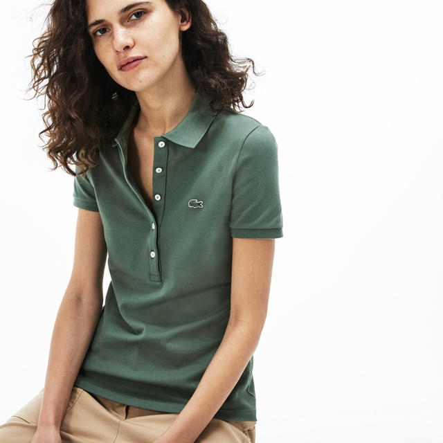 LACOSTE(ラコステ)の【古着】LACOSTE レディース ポロシャツ スリムフィット 34 カーキ レディースのトップス(ポロシャツ)の商品写真