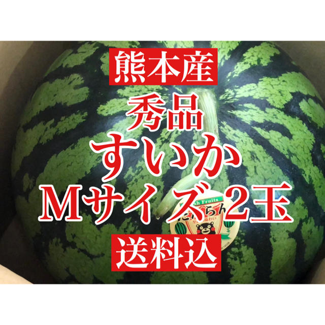 熊本産 スイカ(西瓜ハウス栽培一番成り)秀品 Mサイズ ×2玉 送料込み 食品/飲料/酒の食品(フルーツ)の商品写真