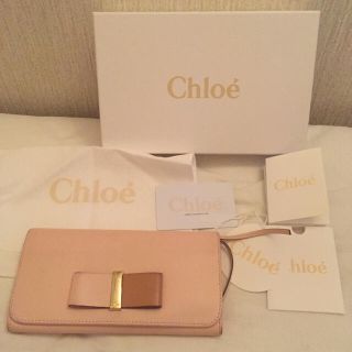 クロエ(Chloe)のクロエ レザーボウ リボン長財布 ピンク(財布)