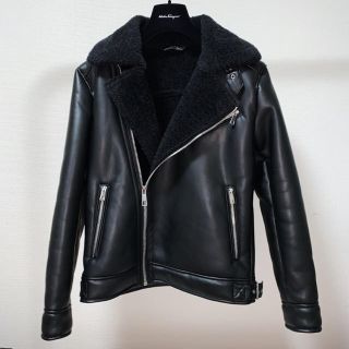 ザラ(ZARA)のZARA メンズ　ボアフェイクレザーライダース(ライダースジャケット)